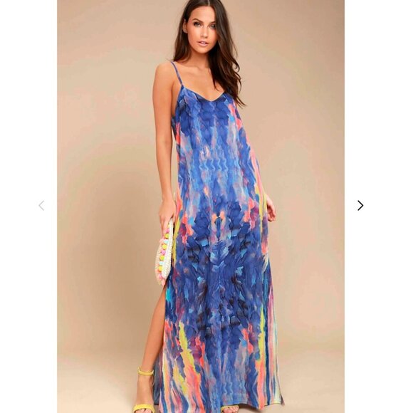 Lulus Dresses & Skirts - ✨ Lulus Printed Maxi Dress – Blue Multi | Size S ✨